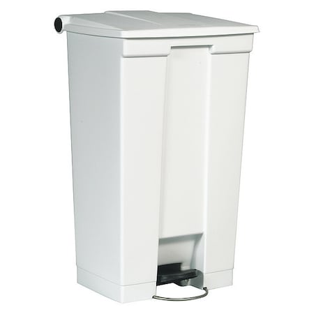Step-On Containers 23 gal Rectangular Step-On Can, White, Foot Pedal, Plastic, 19 3/4 in
