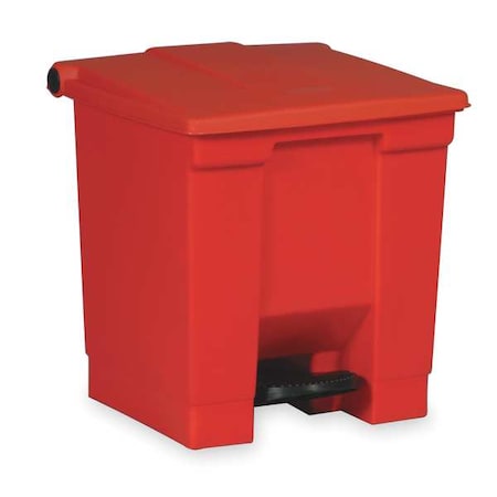 Step-On Containers 12 gal Rectangular Step-On Can, Red, Foot Pedal, Plastic, 15 3/4 in