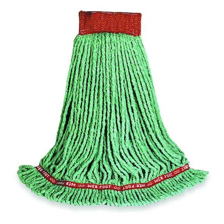 5 in String Wet Mop, 28 oz Dry Wt, Side Gate Connection, Looped-End, Green, Synthetic