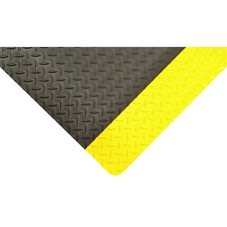 Antifatigue Mat, 4 ft. L x 3 ft. W, 1" Thickness, Nitrile Rubber, Diamond Plate, Black/Yellow