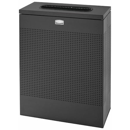 SILHOUETTE 22-1/2 gal Rectangular Indoor Metal Can, Textured Black, None, Steel, 12 in