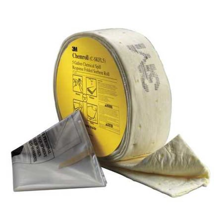 Spill Kit, 5 gal Volume Absorbed per Kit, Shrinkwrapped, Yellow, 3