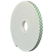 Double-Sided Foam Tape, 1 in W, 5 yd L, 1/4 in, Polyurethane Foam, Double-Sided