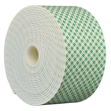 Double-Sided Foam Tape, 4 in W, 5 yd L, 1/8 in, Polyurethane Foam, Double-Sided