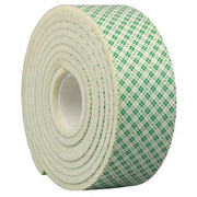 Double-Sided Foam Tape, 2 in W, 5 yd L, 1/4 in, Polyurethane Foam, Double-Sided