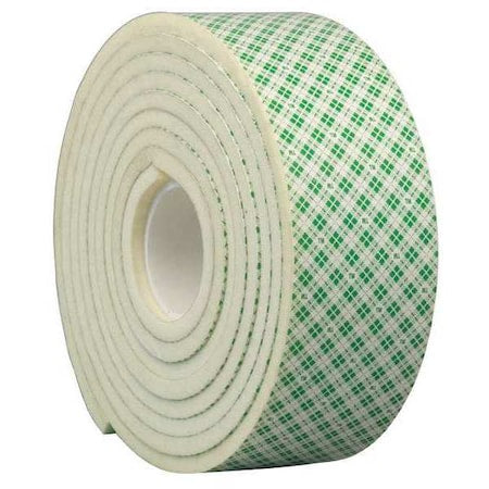 Double-Sided Foam Tape, 2 in W, 5 yd L, 1/4 in, Polyurethane Foam, Double-Sided