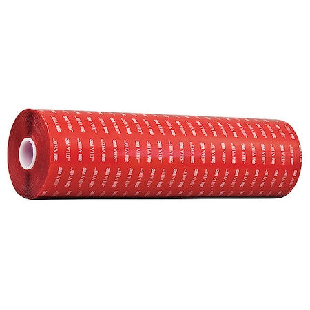 Double-Sided Foam Tape, 12 in W, 5 yd L, 1/16 in, Polyethylene Foam, Double-Sided
