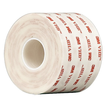 Double-Sided Foam Tape, 12 in W, 5 yd L, 1/32 in, Acrylic Foam, Double-Sided