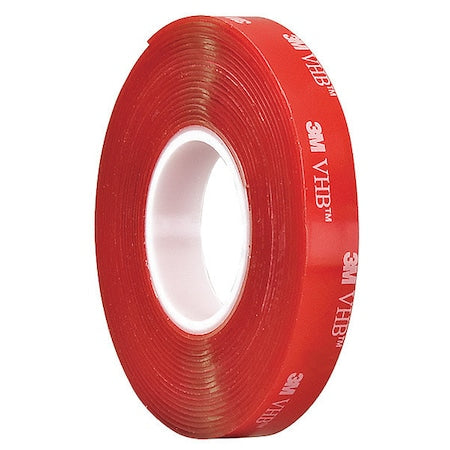 Double-Sided VHB Foam Tape, 1 in W, 5 yd L, 1/16 in Thick, Polyethylene Foam, 4910