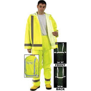 Hi-Visibility Rain Pants, Polyurethane, 32 in Inseam, Elastic Closure, Green, Size XL