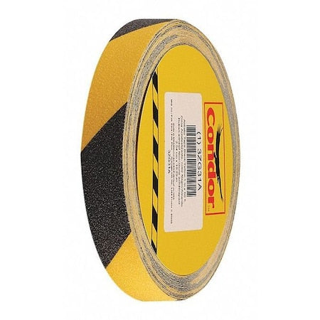 Anti-Slip Tape Polyester 60 Grit Size, Black/Yellow, 1" W x 60 ft. L, 32 mil Thick