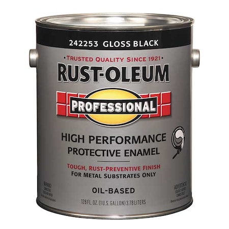 Interior/Exterior Paint, Glossy, Oil Base, Black, 1 gal