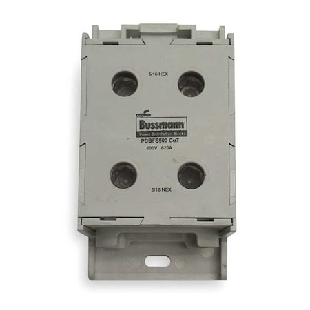 Power Distribution Block, Finger-Safe, 1 Pole, 620 A Copper, 600 V AC/DC, DIN Rail, Panel