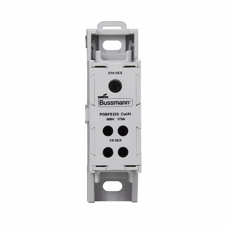 Power Distribution Block, Finger-Safe, 1 Pole, 175 A Copper, 600 V AC/DC, DIN Rail, Panel