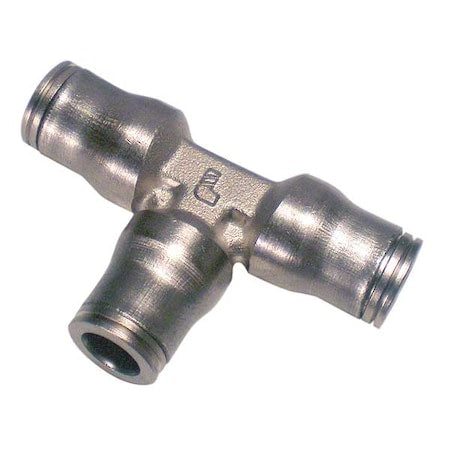 Push-Fit Tee Fitting, 1/4 in Tube Size, Brass, Silver