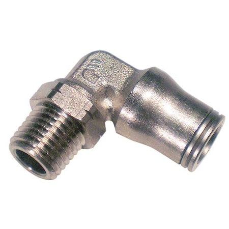 Push-Fit Elbow Fitting, 8mm Tube Size, Brass, Silver