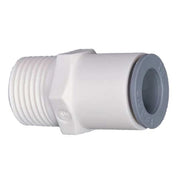 Push-Fit Adapter Fitting, 3/8 in Tube Size, Bio-Based Nylon, White, 10 PK