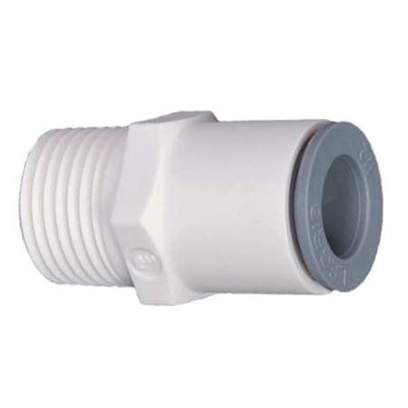 Push-Fit Adapter Fitting, 3/8 in Tube Size, Bio-Based Nylon, White, 10 PK