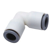 Push-Fit Elbow Fitting, 3/8 in Tube Size, Bio-Based Nylon, White, 10 PK