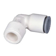 Push-Fit Elbow Fitting, 1/4 in Tube Size, Bio-Based Nylon, White, 10 PK
