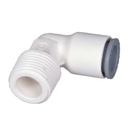 Push-Fit Elbow Fitting, 1/4 in Tube Size, Bio-Based Nylon, White, 10 PK