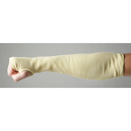 Cut-Resistant Sleeve with Thumbhole, Cut Level A2, Knit Cuff, 18 in L, Yellow, Large