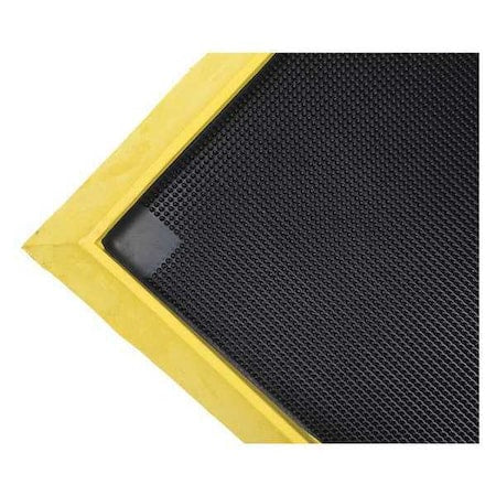 Disinfecting Mat, Rubber, 2 in Thick, Black with Yellow Border, 32 in W x 39 in L
