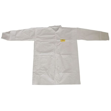 Condor Disposable Lab Coat, Microporous Film Laminate, Snaps Closure, White, 2XL, 30 PK