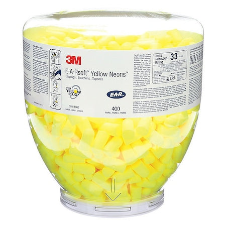 E-A-Rsoft(TM) Disposable Foam, Ear Plug Dispenser Refill, Bullet Shape, 33 dB, Yellow