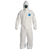 Hooded Disposable Coveralls, 3XL, White, Tyvek(R) 400 D, zipper