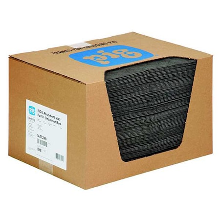 Sorbent Pad, 22 gal, 15 in x 20 in, Universal, Gray, 100 PK
