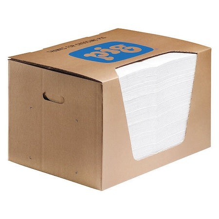 Sorbent Pad, 22 gal, 15 in x 20 in, Oil, White, Polypropylene