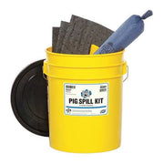 Spill Kit, 4 gal Volume Absorbed per Kit, 5 gal Capacity, Bucket, Yellow, 19