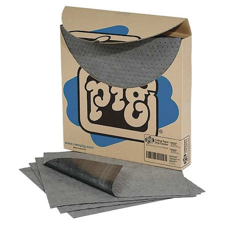 Sorbent Pad, 6 gal, 23 in x 24 in, Universal, Gray, 20 PK