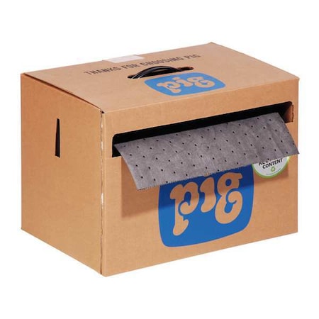 Sorbent Roll, 9 gal, 15 in x 150 ft, Universal, Gray, Polypropylene