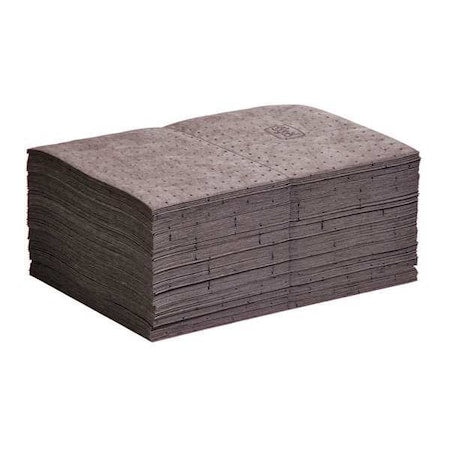 Sorbent Pad, 17 gal, 15 in x 20 in, Universal, Gray, Polypropylene
