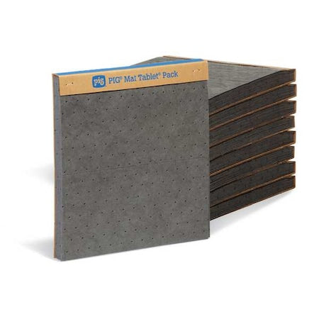Sorbent Pad, 13 gal, 14 in x 15 in, Universal, Gray, Polypropylene