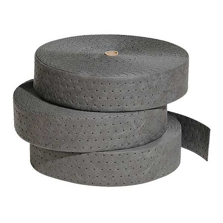Sorbent Roll, 16 gal, 4 in x 150 ft, Universal, Gray, Polypropylene