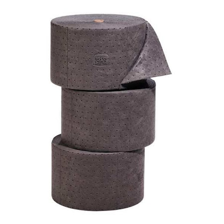 Sorbent Roll, 40 gal, 10 in x 150 ft, Universal, Gray, Polypropylene