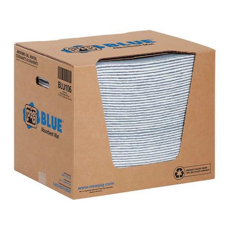 Sorbent Pad, 17 gal, 15 in x 19 in, Universal, Blue, Fibers