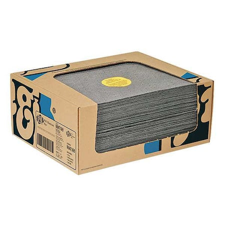 Sorbent Pad, 12 gal, 16 1/2 in x 20 in, Universal, Gray, 100 PK