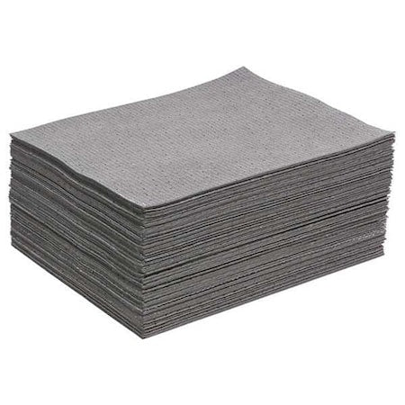 Sorbent Pad, 12 gal, 16 1/2 in x 20 in, Universal, Gray, Polyester, Polypropylene