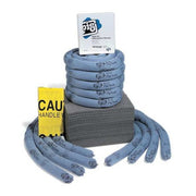 Spill Kit Refill, 38 gal Volume Absorbed per Kit, Not Applicable Capacity, Box, Blue/Gray, 124