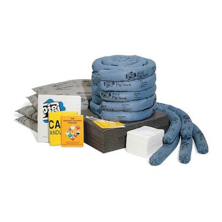 Spill Kit Refill, 30 gal Volume Absorbed per Kit, Not Applicable Capacity, Box, Blue/Gray, 122