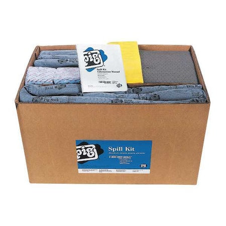 Spill Kit Refill, 76 gal Volume Absorbed per Kit, Not Applicable Capacity, Box, Blue/Gray, 167