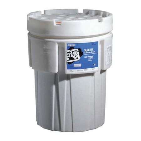 Spill Kit, 60 gal Volume Absorbed per Kit, 95 gal Capacity, Drum, White, 168