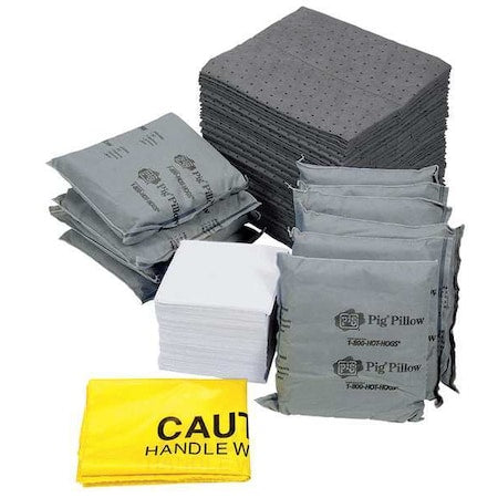Spill Kit Refill, 12 gal Volume Absorbed per Kit, Not Applicable Capacity, Box, Gray, 147