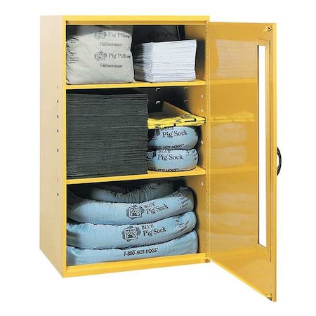Spill Kit, 17 gal Volume Absorbed per Kit, Not Applicable Capacity, Wall Cabinet, Yellow, 162