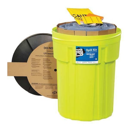 Spill Kit, 21 gal Volume Absorbed per Kit, 30 gal Capacity, Drum, Green, 46
