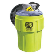 Spill Kit, 60 gal Volume Absorbed per Kit, 95 gal Capacity, Drum, Green, 168